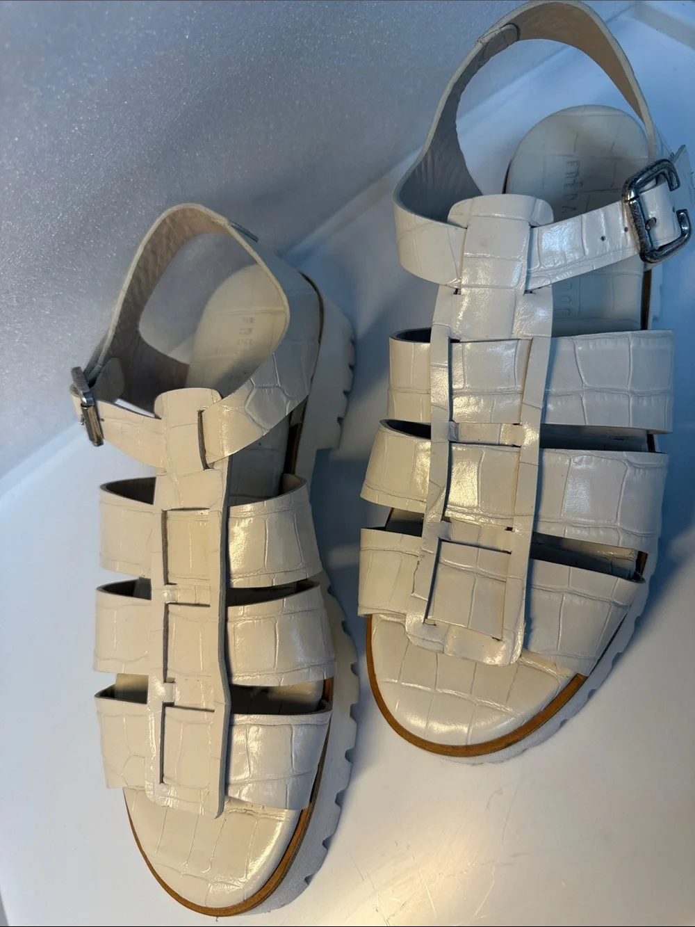 Freda Salvador Darya Lug Sole Fisherman Sandals Bone US 9.5 Made in 🇪🇸 Spain
